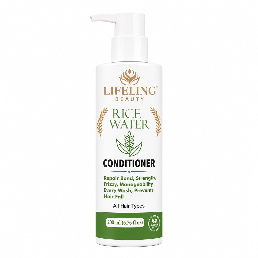 Lifeling Beauty Rice Water Conditioner, Repairs Bond, Prevents Hair Fall, Sulfate Free, All Hair Types, 200 ml