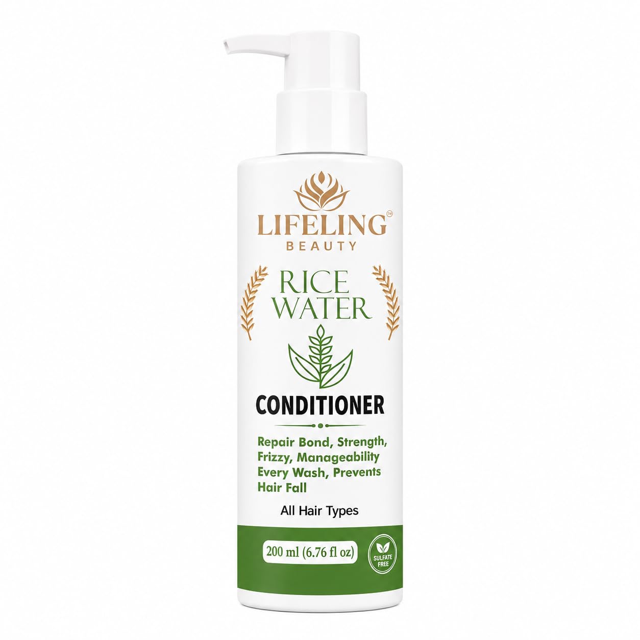 Lifeling Beauty Rice Water Conditioner, Repairs Bond, Prevents Hair Fall, Sulfate Free, All Hair Types, 200 ml