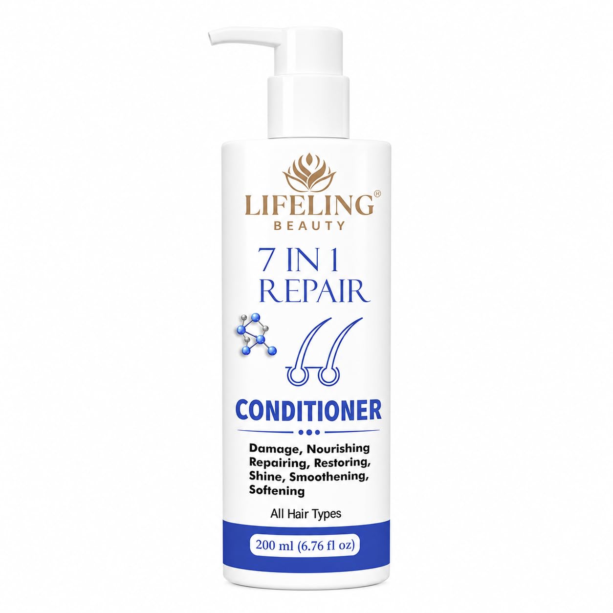 Lifeling Beauty 7 in 1 Repair Conditioner, Rice Water Infused, Sulfate Free, Controls Frizz, Repairs Bond, 200 ml
