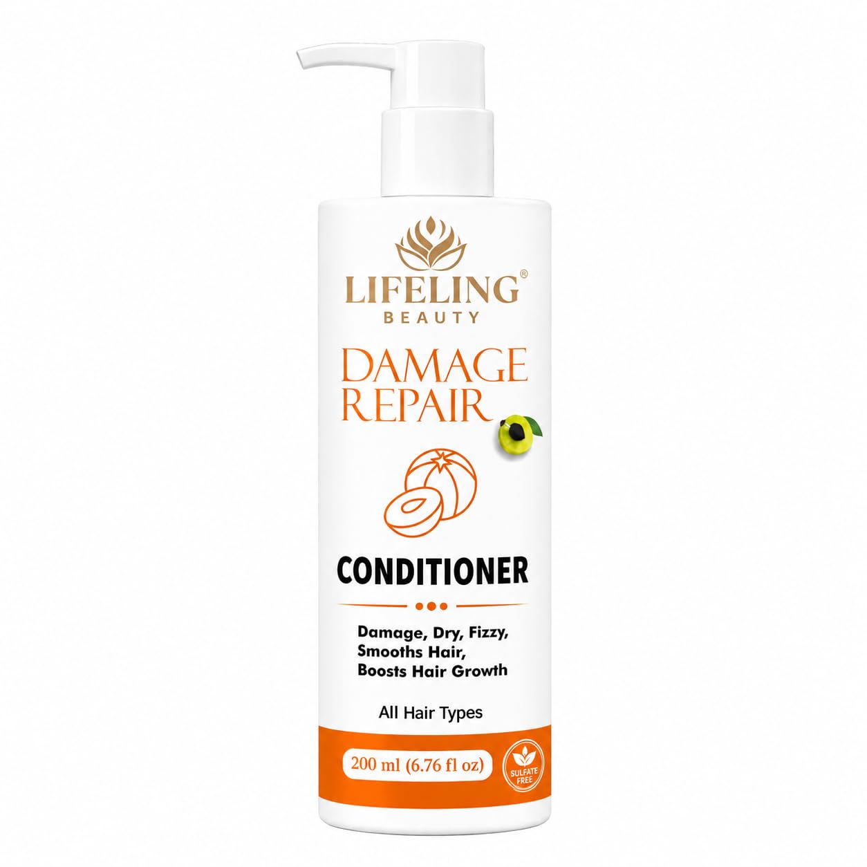 Lifeling Beauty Damage Repair Conditioner, Sulfate Free, Rice Water Infused, Controls Frizz, Repairs Bond, All Hair Types, 200 ml