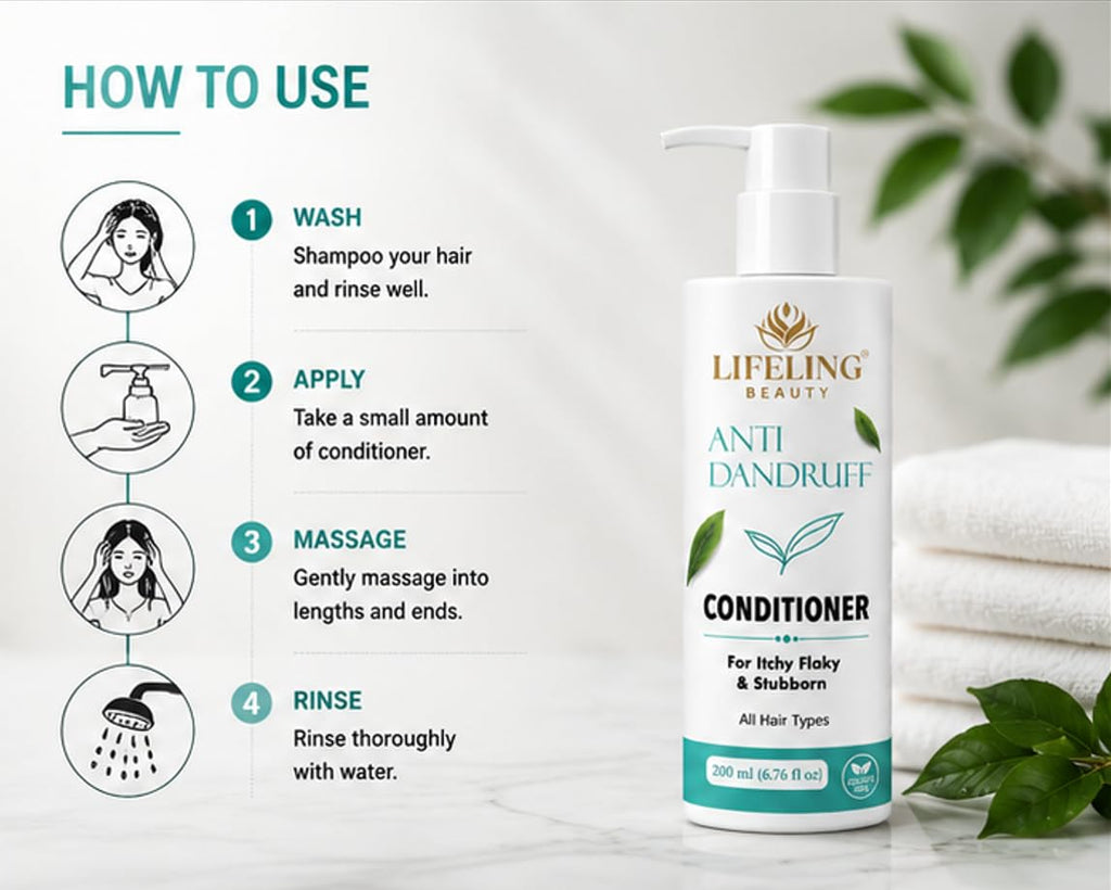 Lifeling Beauty Anti Dandruff Conditioner, for Itchy Flaky & Stubborn Dandruff, Sulfate Free, All Hair Types, 200 ml