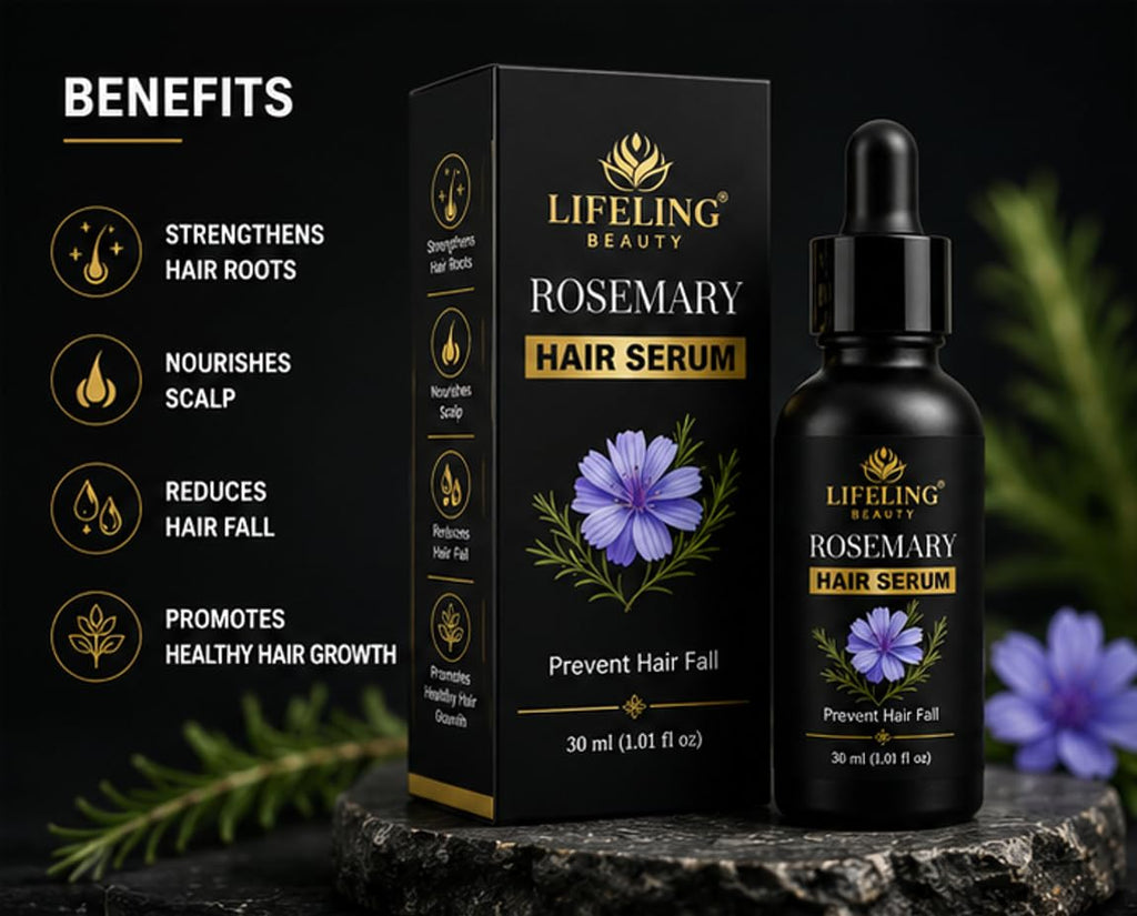 Lifeling Beauty Rosemary Hair Serum, Prevents Hair Fall, Strengthens Roots, Nourishes Scalp, 30 ml
