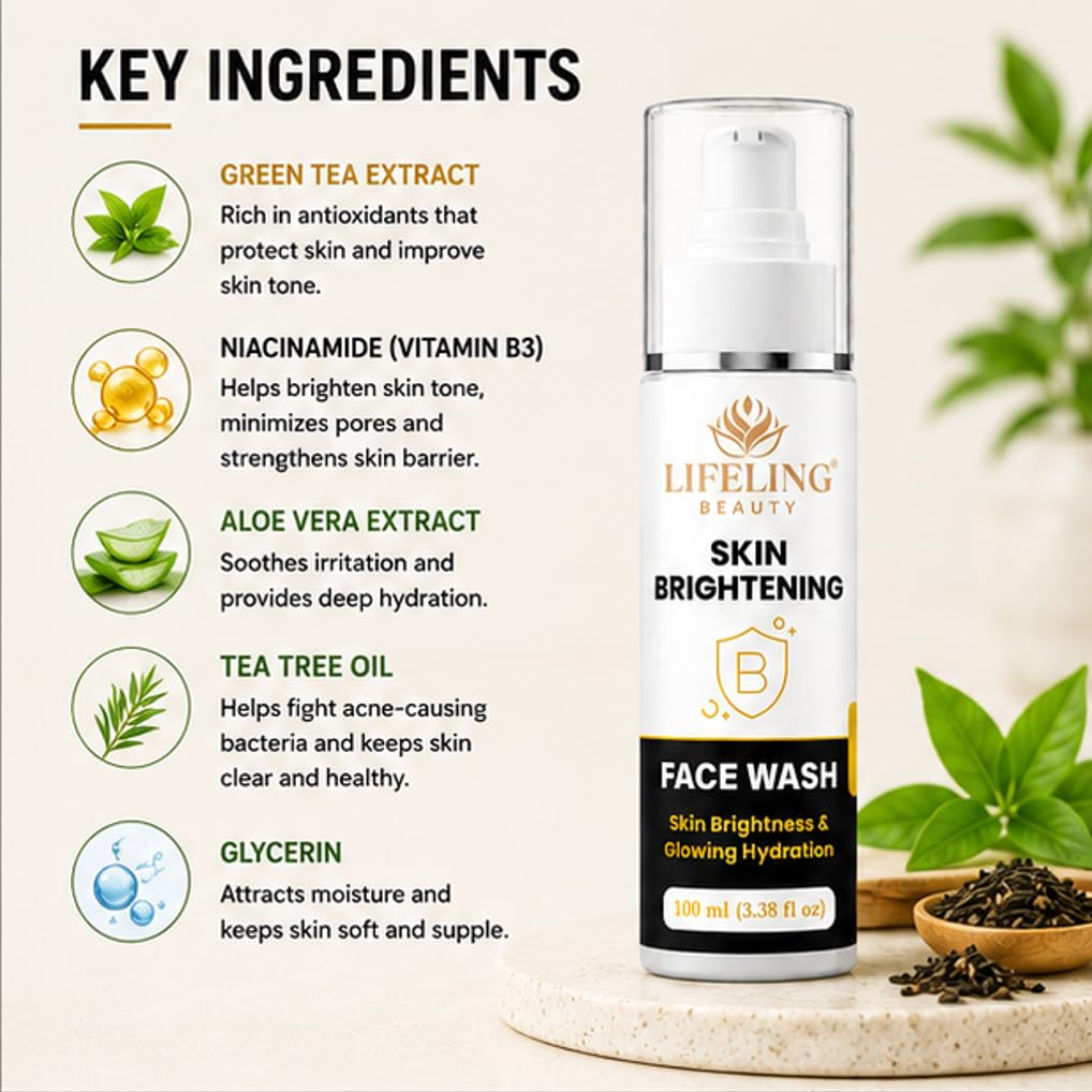 Lifeling Beauty Face Wash with Neem, Tea Tree Oil & Aloe Vera, 100 ml (Skin Brightening Facewash)