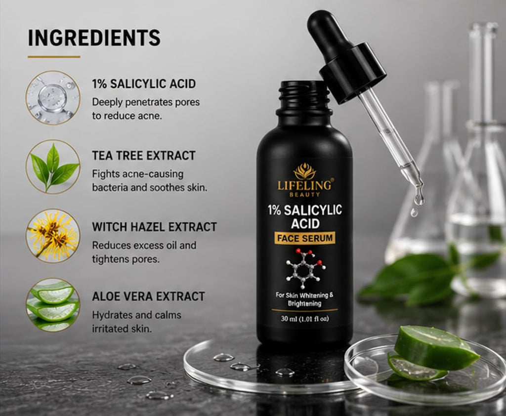 Lifeling Beauty 1% Salicylic Acid Face Serum, Skin Whitening & Brightening, Fights Acne & Blemishes, 30 ml