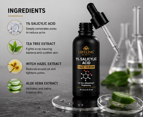 Lifeling Beauty 1% Salicylic Acid Face Serum, Skin Whitening & Brightening, Fights Acne & Blemishes, 30 ml