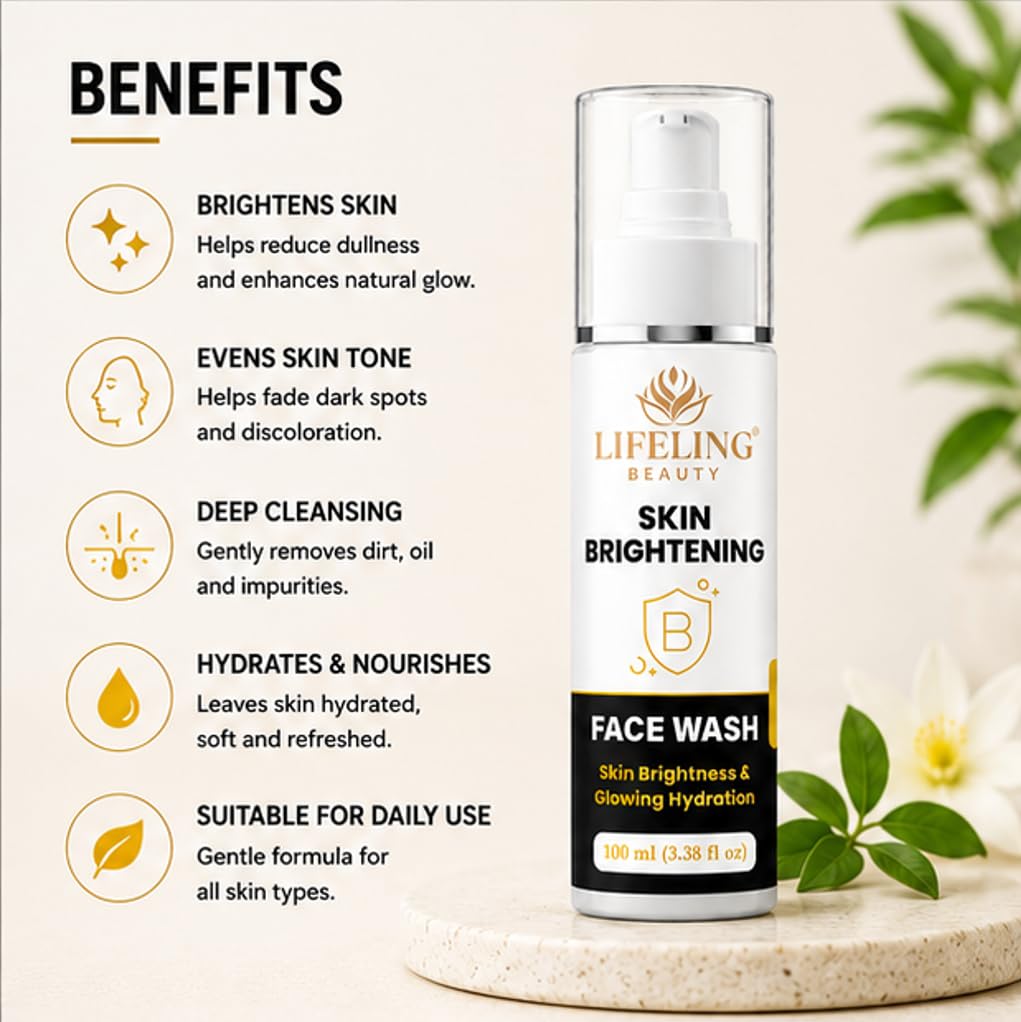 Lifeling Beauty Face Wash with Neem, Tea Tree Oil & Aloe Vera, 100 ml (Skin Brightening Facewash)