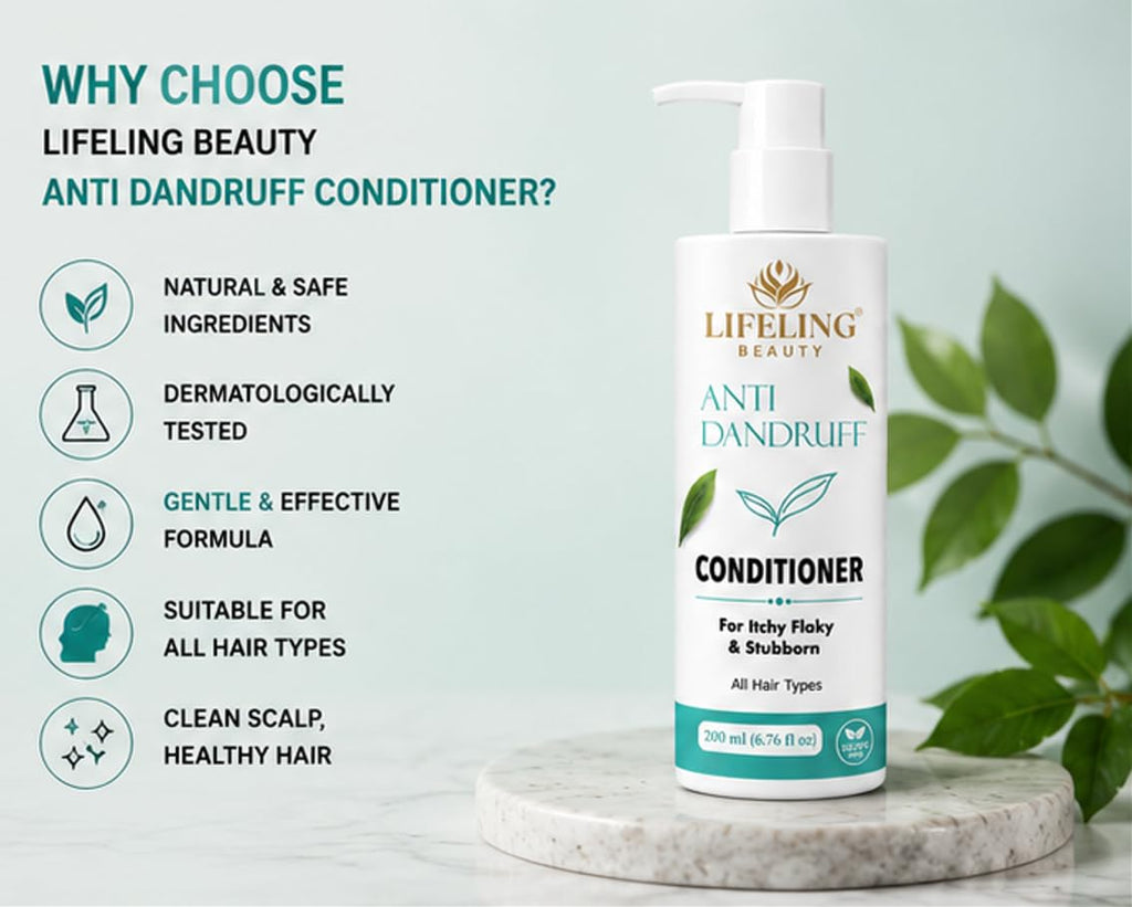 Lifeling Beauty Anti Dandruff Conditioner, for Itchy Flaky & Stubborn Dandruff, Sulfate Free, All Hair Types, 200 ml