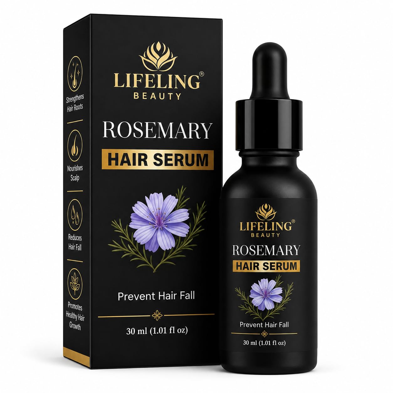 Lifeling Beauty Rosemary Hair Serum, Prevents Hair Fall, Strengthens Roots, Nourishes Scalp, 30 ml