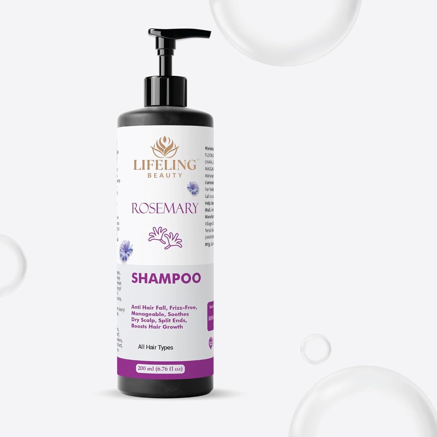 Lifeling Beauty Shampoo, Smoothens Hair, Treats Split Ends, Boosts Hair Growth, All Hair Types, 200 ml (Rosemary shampoo)