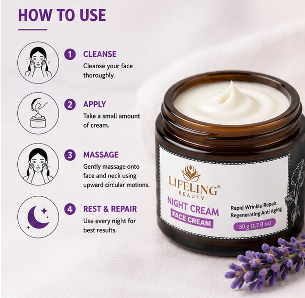 Lifeling Beauty Face Cream, Rapid Wrinkle Repair, Regenerating Anti Aging, 50 g (Night Cream)