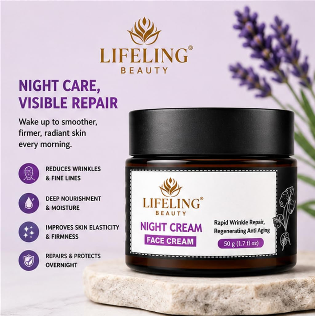 Lifeling Beauty Face Cream, Rapid Wrinkle Repair, Regenerating Anti Aging, 50 g (Night Cream)