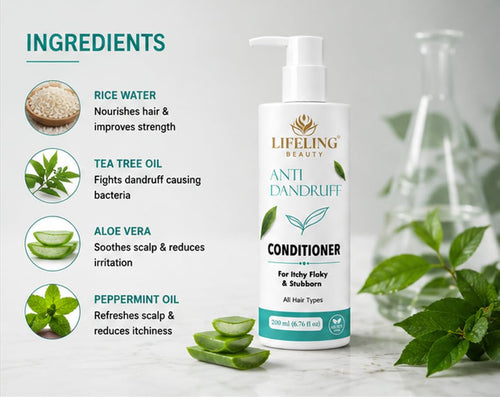 Lifeling Beauty Anti Dandruff Conditioner, for Itchy Flaky & Stubborn Dandruff, Sulfate Free, All Hair Types, 200 ml