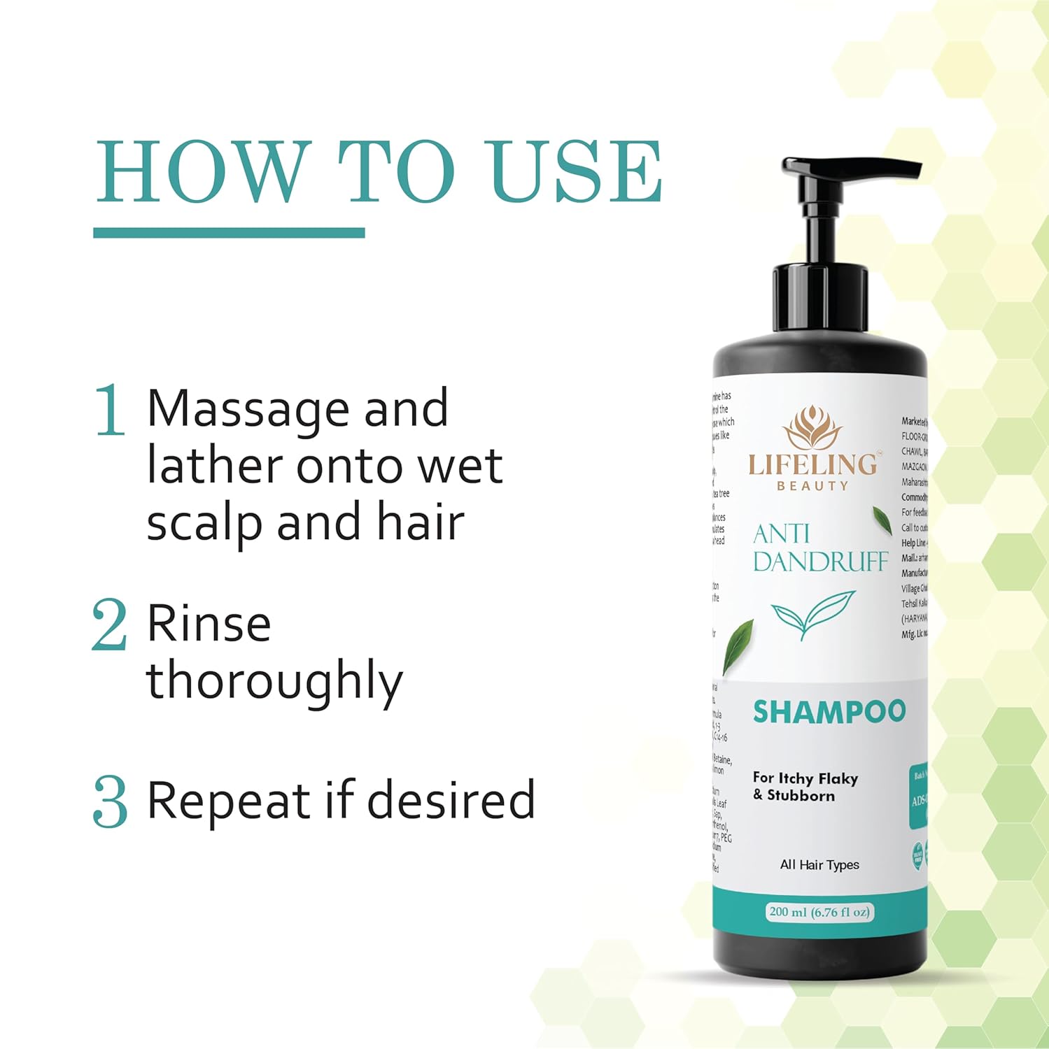 Lifeling Beauty Shampoo, Smoothens Hair, Treats Split Ends, Boosts Hair Growth, All Hair Types, 200 ml (Anti dandruff shampoo)