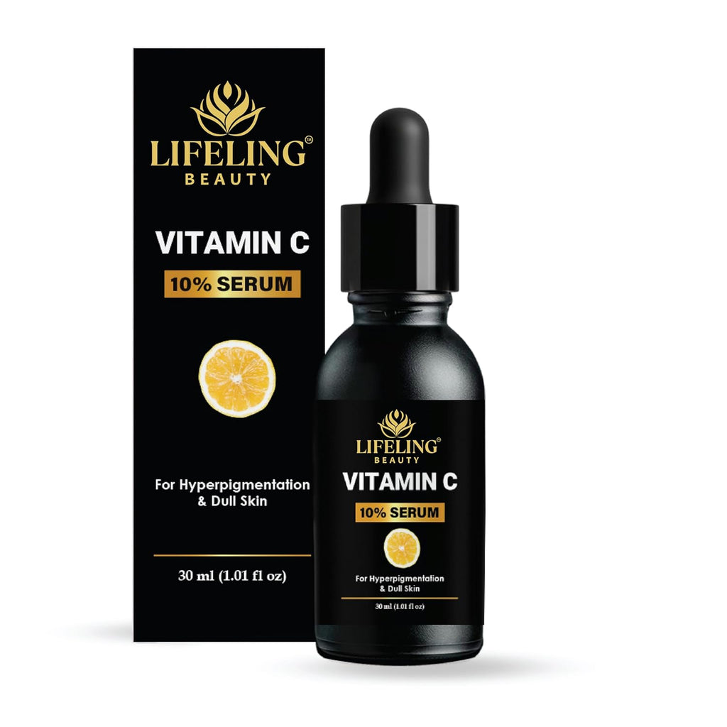 LIFELING BEAUTY Vitamin C 10% Serum for Hyperpigmentation & Dull Skin, Boosts Collagen Production, Brightens Skin, Fades Dark Spots, 30ml