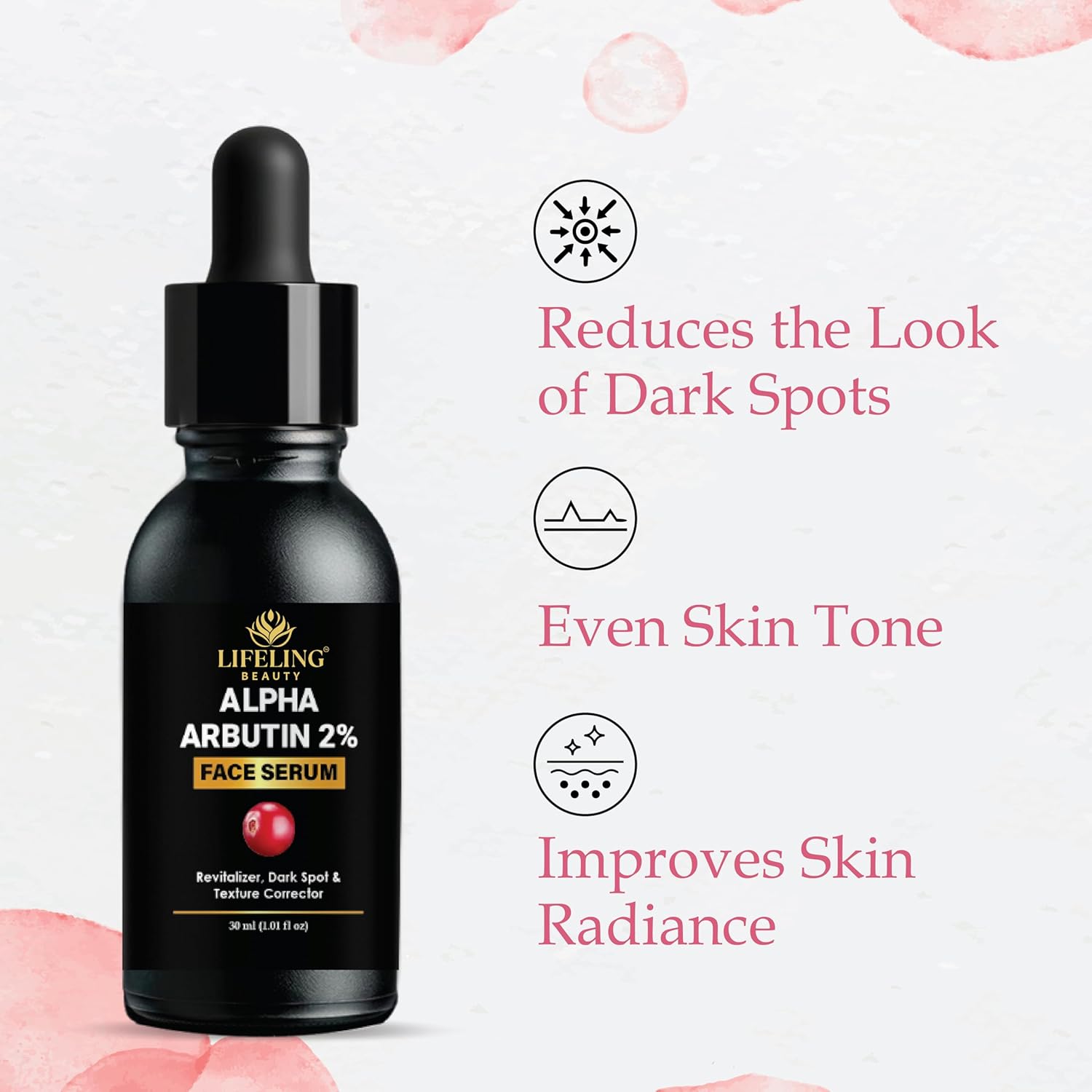 Lifeling Beauty Alpha Arbutin 2% Face Serum with Hyaluronic Acid, Dark Spot & Texture Corrector, 30ml