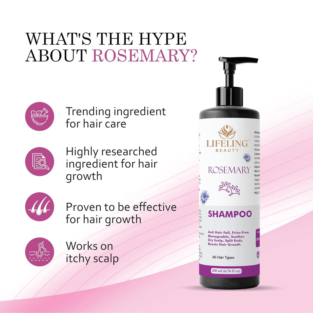 Lifeling Beauty Shampoo, Smoothens Hair, Treats Split Ends, Boosts Hair Growth, All Hair Types, 200 ml (Rosemary shampoo)
