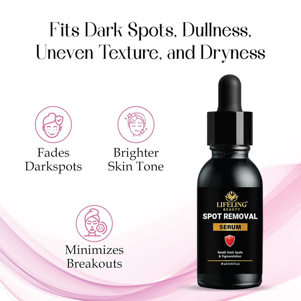 LIFELING BEAUTY Spot Removal Serum with Alpha Arbutin 2% and Hyaluronic Acid, Dark Spot and Texture Corrector, 30ml