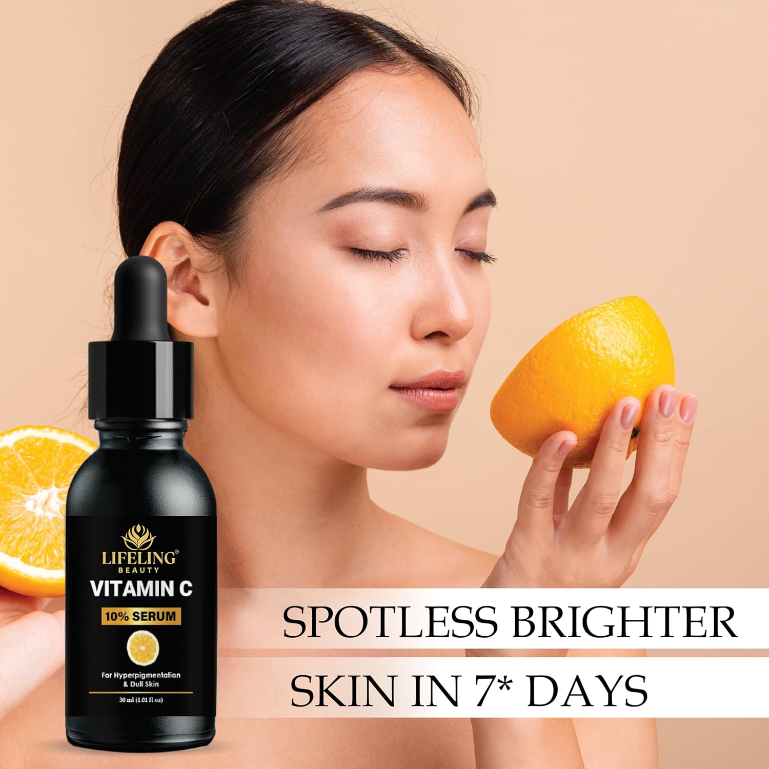 LIFELING BEAUTY Vitamin C 10% Serum for Hyperpigmentation & Dull Skin, Boosts Collagen Production, Brightens Skin, Fades Dark Spots, 30ml