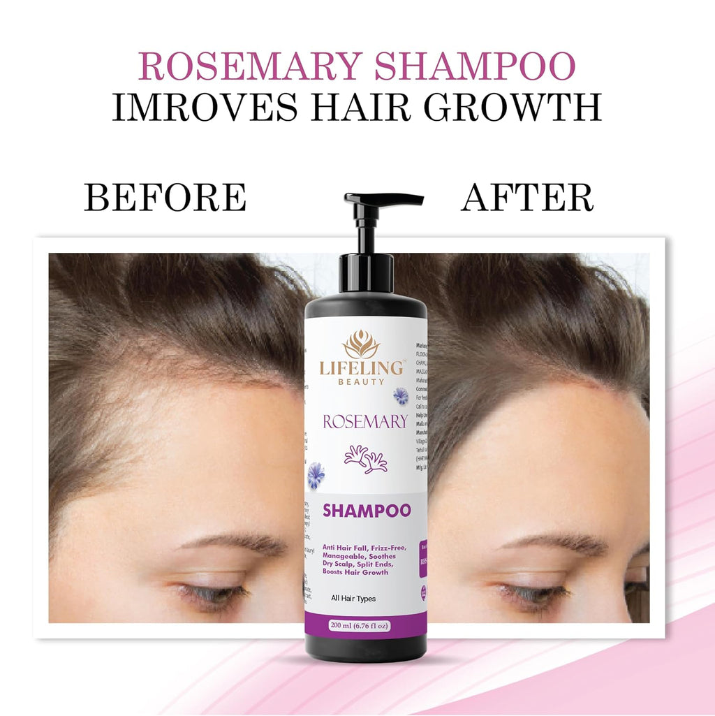 Lifeling Beauty Shampoo, Smoothens Hair, Treats Split Ends, Boosts Hair Growth, All Hair Types, 200 ml (Rosemary shampoo)